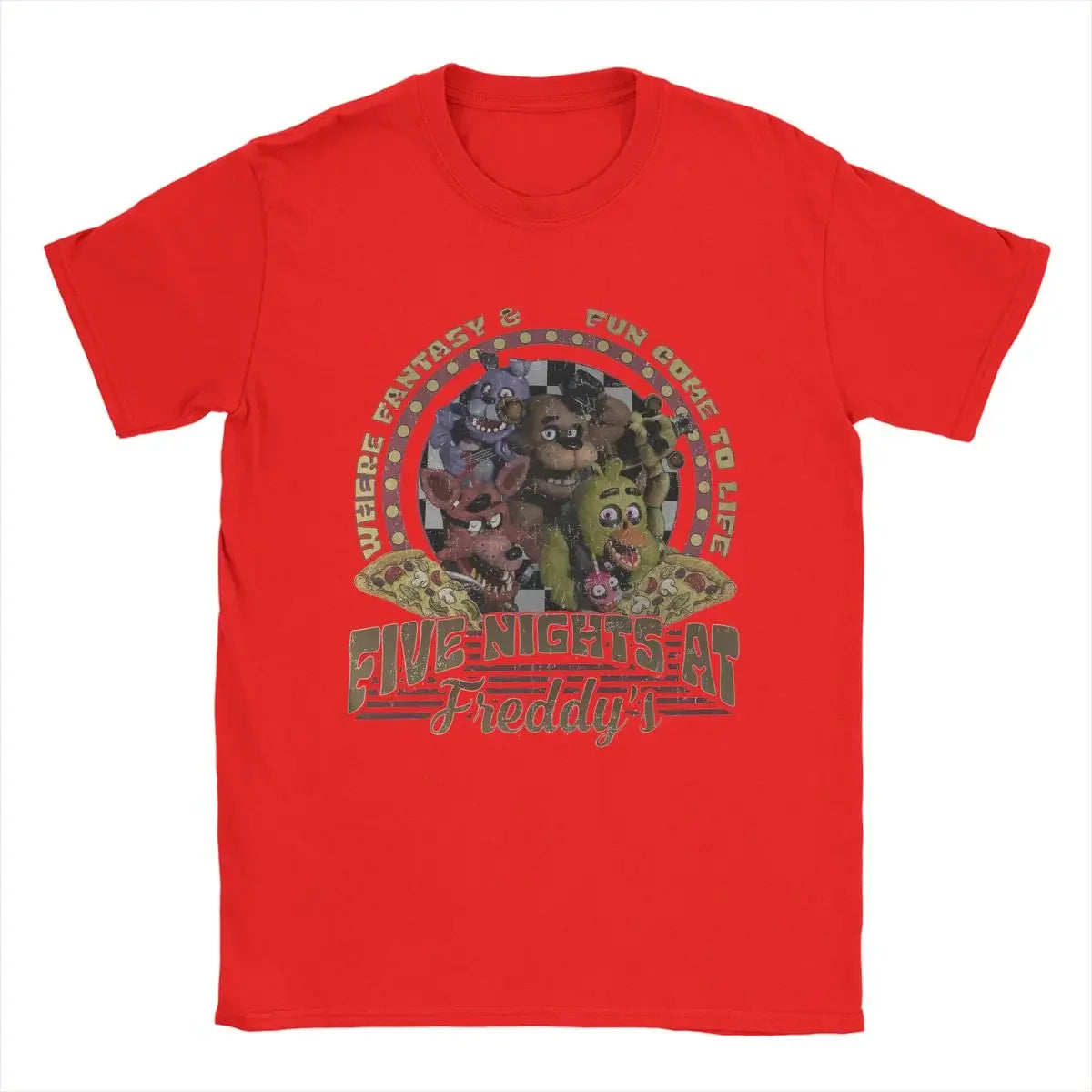 At Freddys Cotton Clothes Humor Short Sleeve O Neck Tee Shirt  Men's Five Nights T shirts  Plus Size T-men clothing