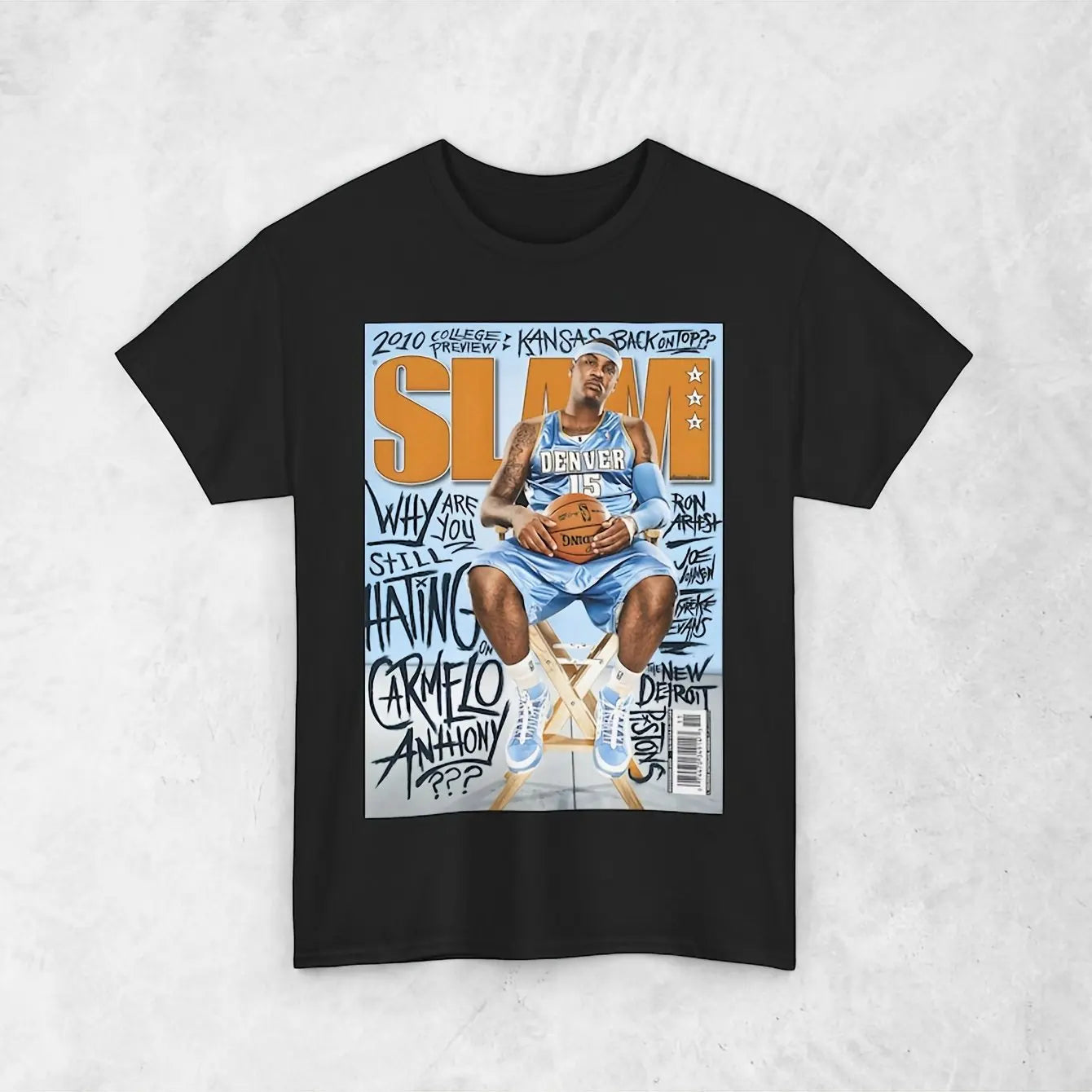 Summer New Men's SLAM Basketball Pattern T-Shirt Crew Neck Men's Women's Short Sleeve Cotton Top