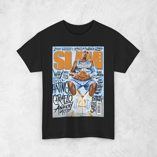 Summer New Men's SLAM Basketball Pattern T-Shirt Crew Neck Men's Women's Short Sleeve Cotton Top