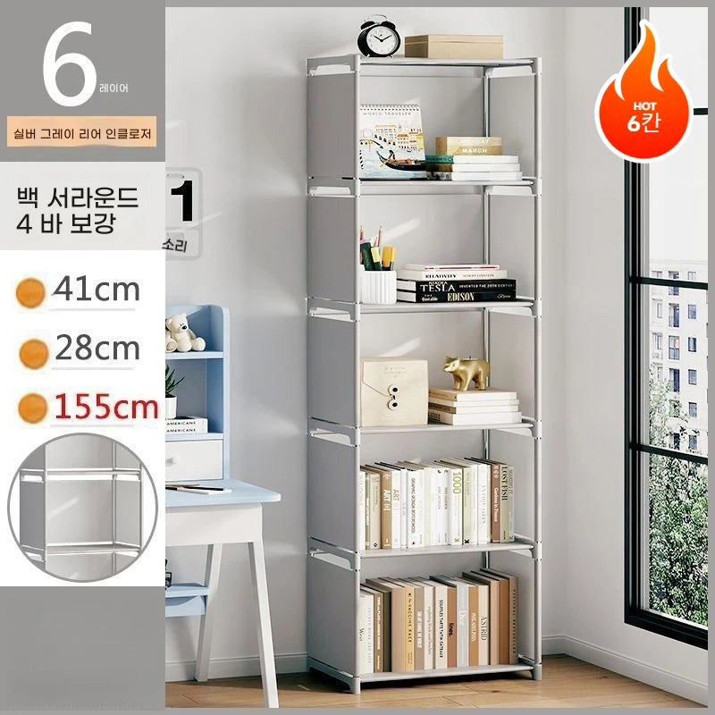 Simple Bookshelf Multi Layer Easy Assembly Diy Wardrobe Bookshelf  Plastic Square Storage Rack Living Room Study Room Bedroom