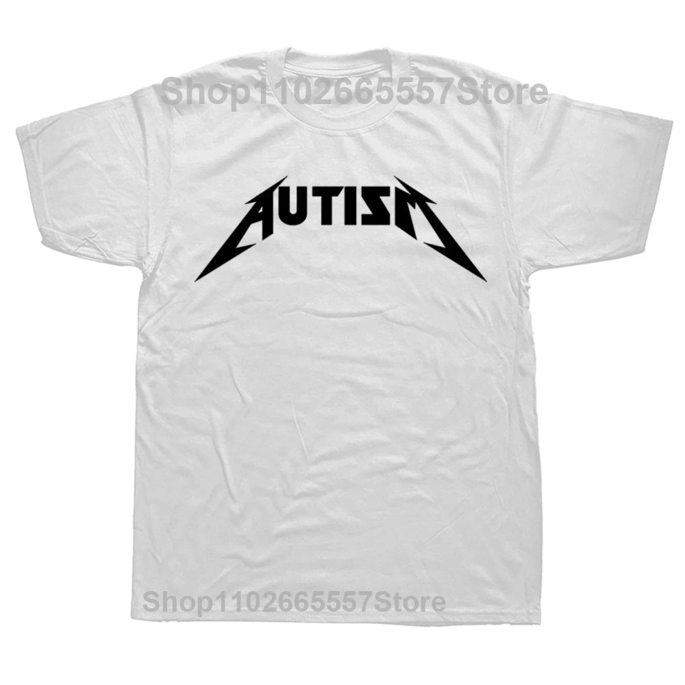 Autism Metal Rock Meme T-shirt Men Women Fashion Hip Hop Short Sleeve Oversized T-shirts Summer Sport Loose T Shirt Tops