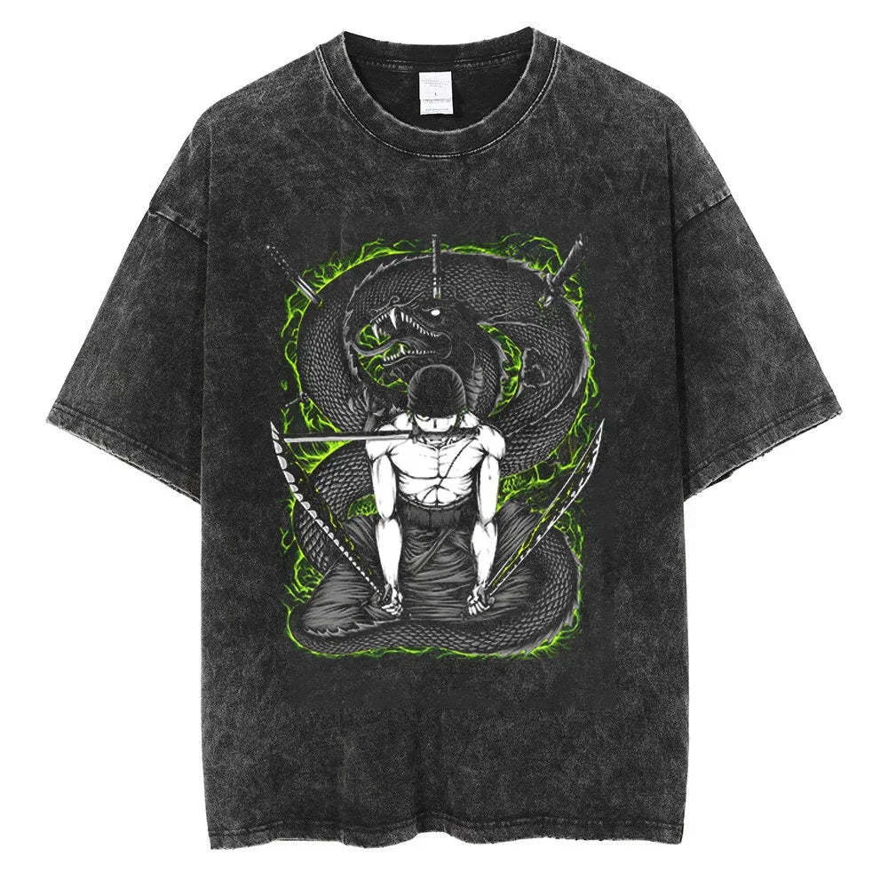 Men Streetwear Tshirt Hip Hop Oversized One Piece Graphic Print Retro T-Shirt Harajuku Summer Short Sleeve T Shirt Cotton Tops
