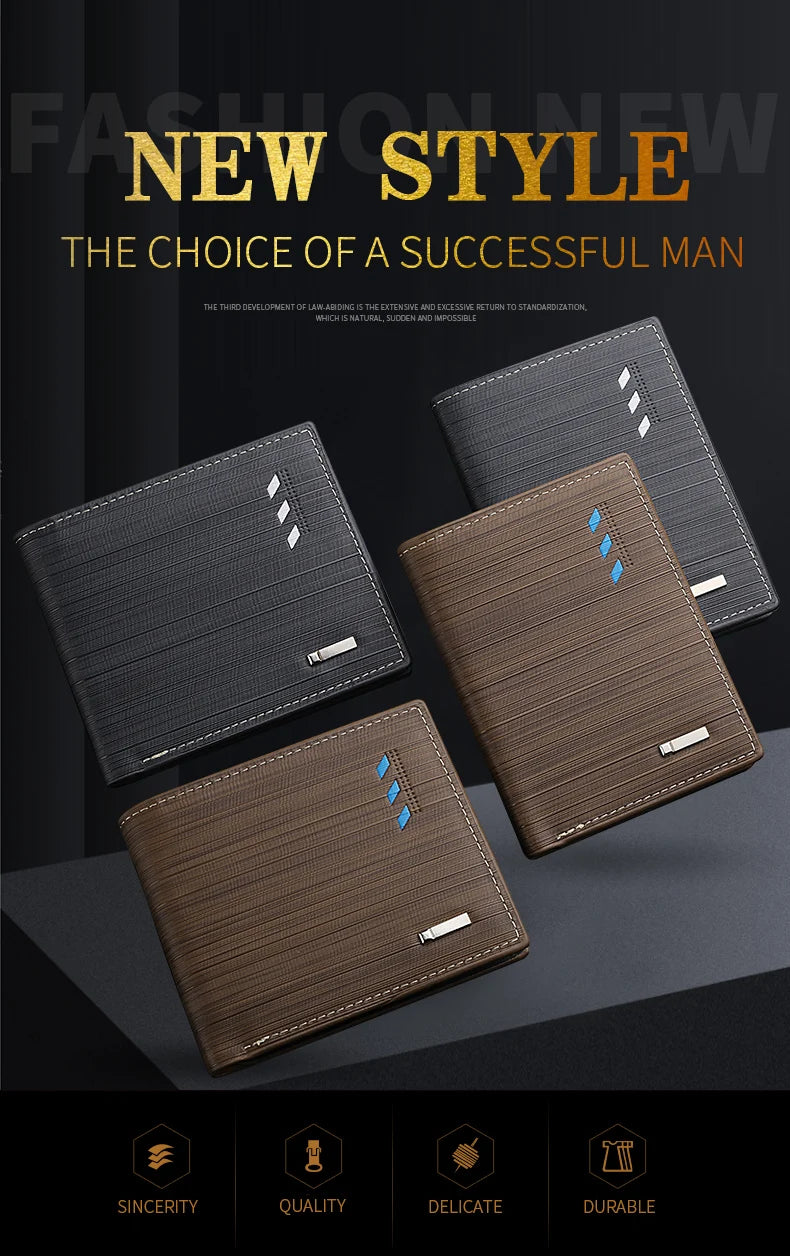 Men's Short PU Leather Wallet, Multi-slot Credit Card Holder Men's Wallet, Casual Wallet for Men