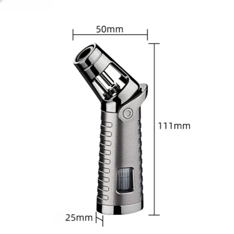 New Windproof Inflatable Lighter Metal Visible Window Jet Flame Turbine Outdoor Lighter Cigar Barbecue Camping Tool