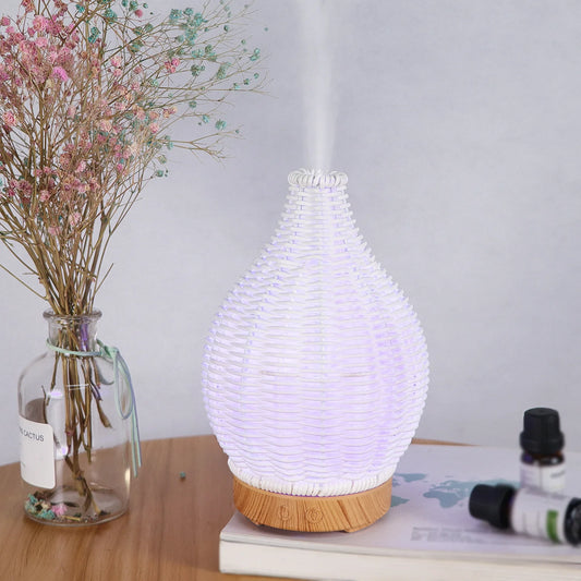 Wood Weave Vase Aromatherapy Humidifier Household Vase Air Humidifier Ultrasonic Mute Colorful Humidifier Spray Instrumen