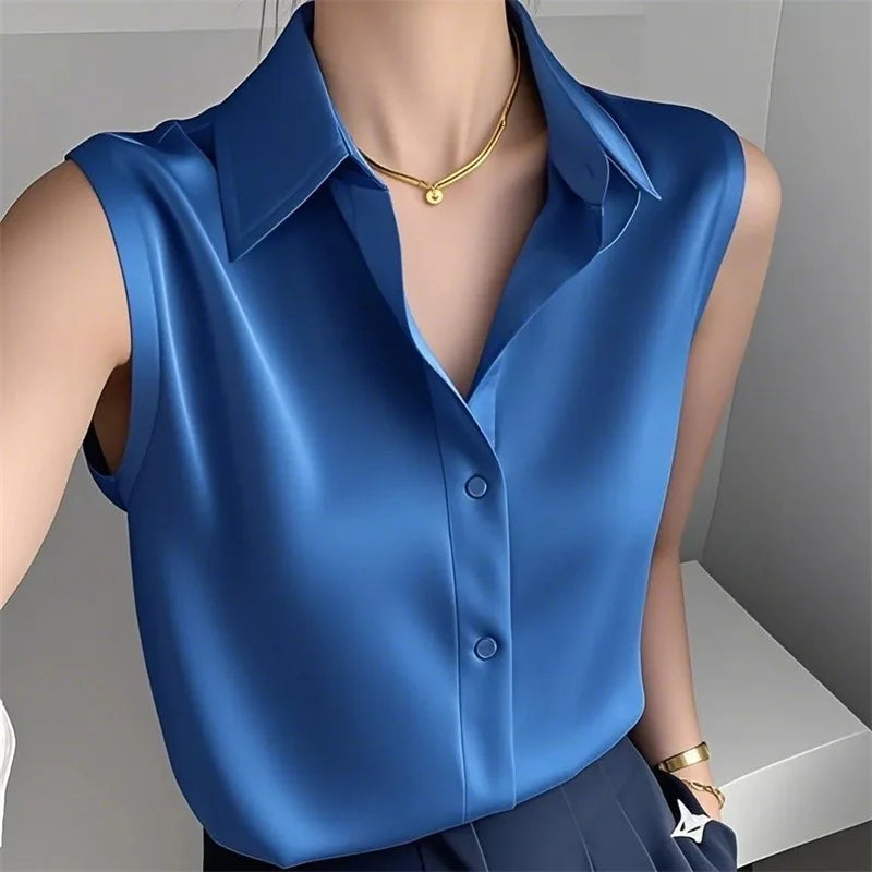 2025 New Korean Fashion Women Shirts Summer Temperamen Sleeveless Loose Casual Shirts Ladies All-match Blouse Female Top