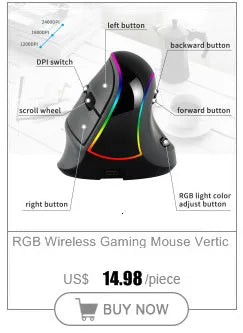 CHYI Vertical Wireless Mouse USB 2.4G Optical Gaming Mice Comfortable Ergonomic Wrist-care Charging Mause Wired Mouse For Laptop