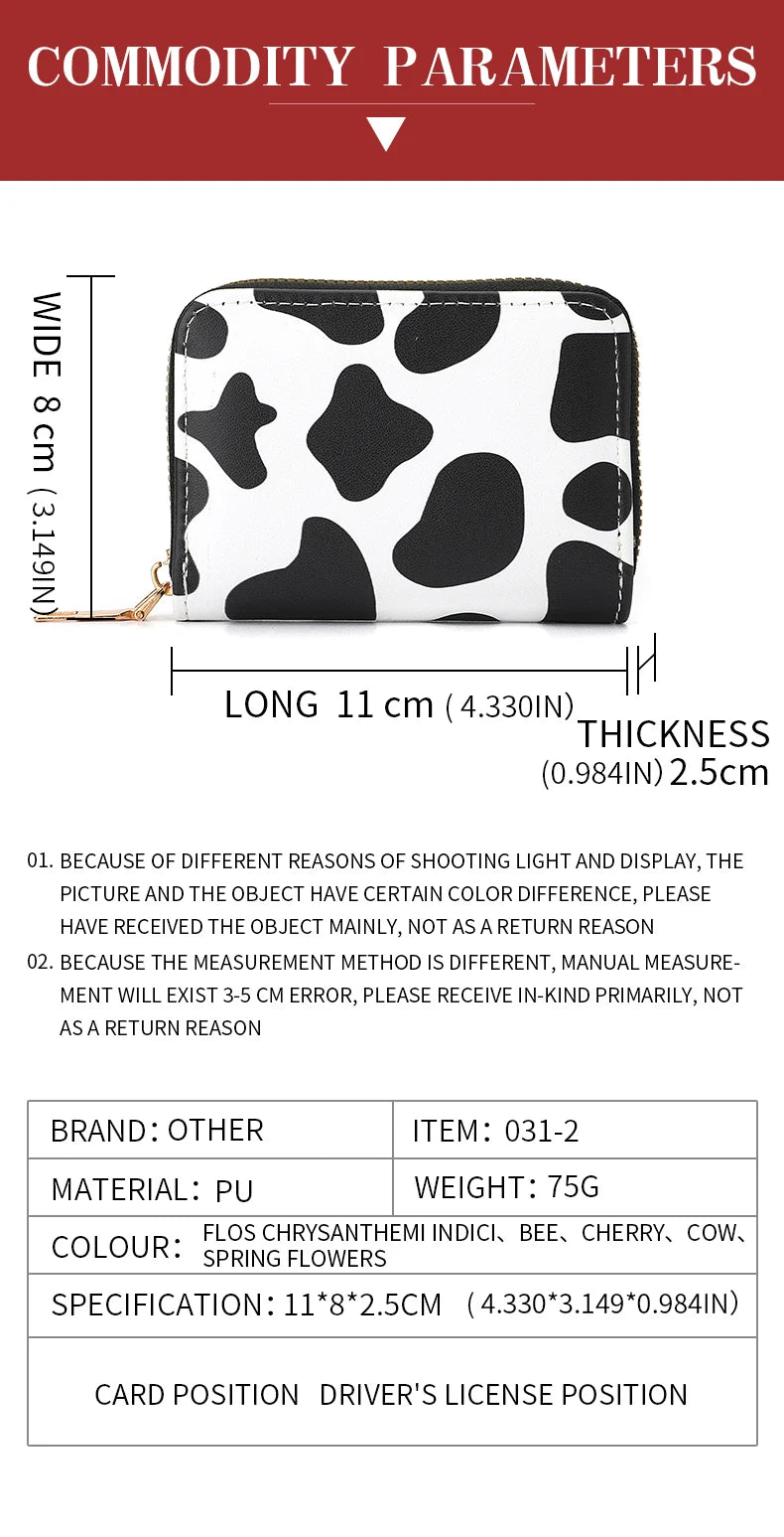 Multi Card Slot Holder Exquisite Small Girl Fashion Zipper Coin Identity Credit Card Holder PU Leather Women's Coin Purse