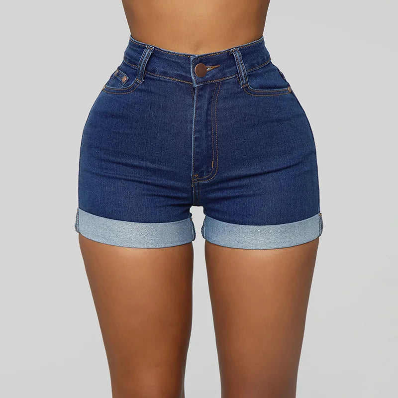 Women Casual Slim Fit Pockets Denim Shorts Wrap Buttocks Solid Mini Jeans Female 2024 Sexy High Strecth Vintage Short Pants