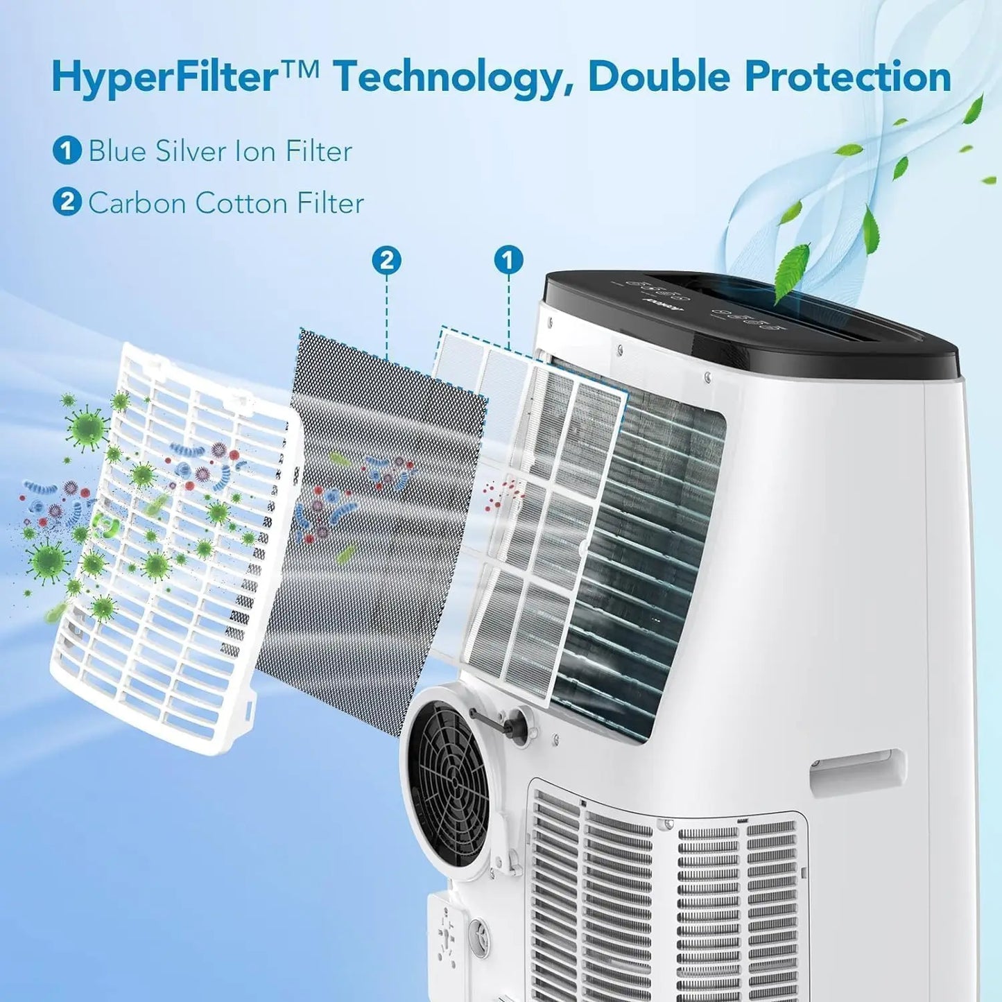 Portable Air Conditioner 14000 BTU Cool Up to 750 Sq.Ft 3-in-1 AC Unit Dehumidifier Fan Remote Control 24Hrs Timer for Home