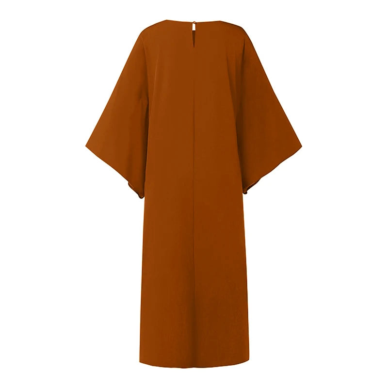 Women Autumn Long Maxi Dress VONDA Long Flare Sleeve Bohemian Printed Vestidos 2024 Vintage Casual Loose Oversized Sundress Robe