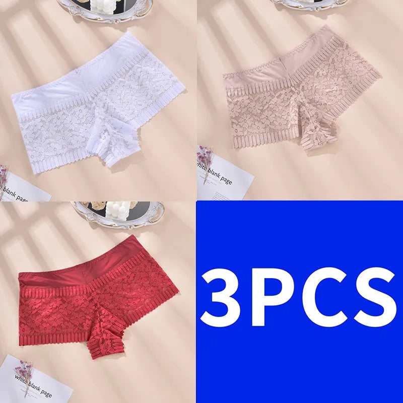 3PCS Women Lingerie Panties Sexy Lace Cheeky Plus Size High-waist Panties Female Briefs Ladies Seamless Breathable Underwear