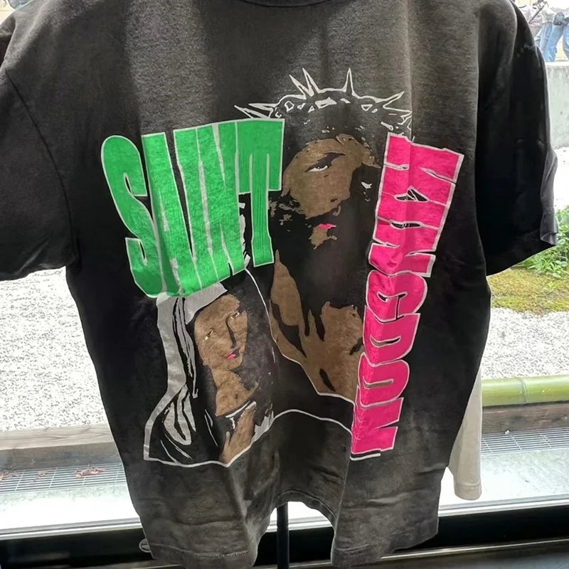 Pay Money To My Pain Saint T-Shirt Men Women Best Quality Oversized 100% Cotton Tee Tops Vintage Washed Black Graphics T Shirt