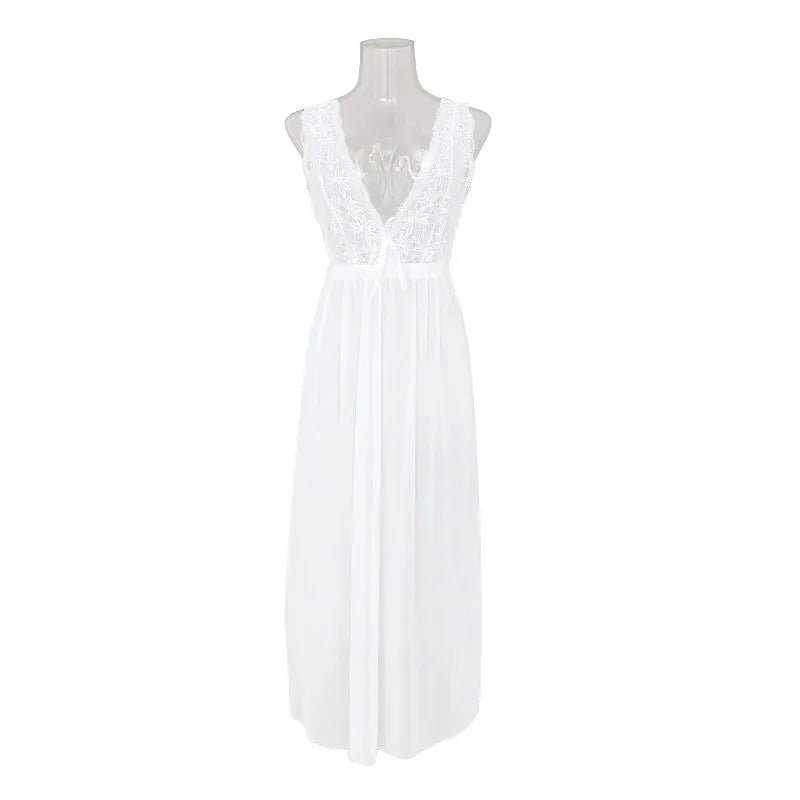 2025 Sheer Mesh Chemise Nightgown Adjustable Straps Full Length Lingerie Set Comfort Stretch Women Sleepwear Night Dress Woman