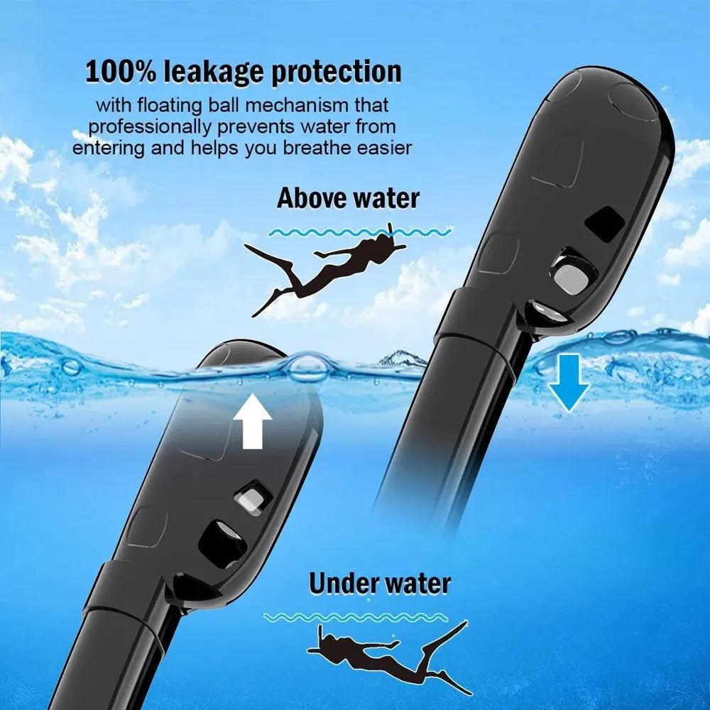 Full Face Snorkel Mask 180°Panoramic View Silicone Dry Top Snorkeling Diving Swimming Goggles With 2 Snorkels Anti-Fog Anti-Lea