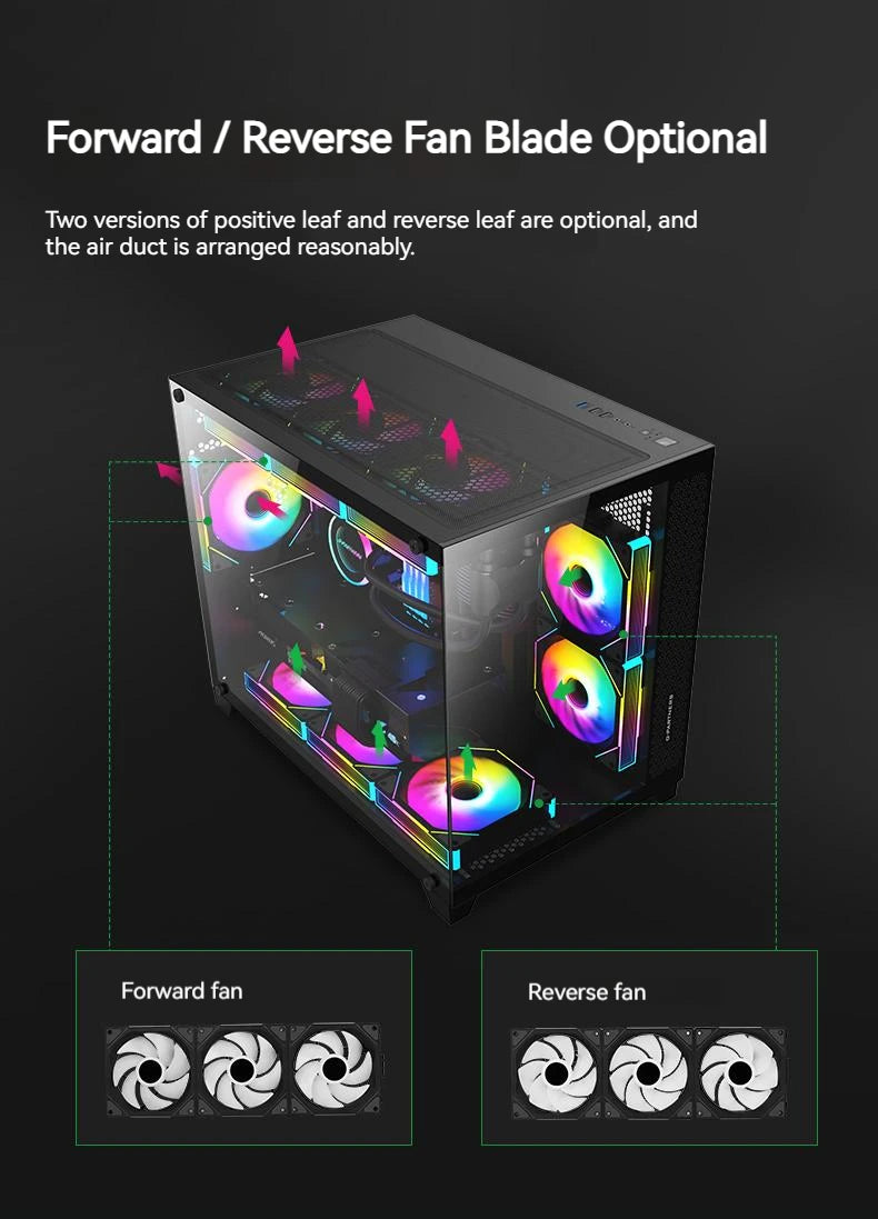 TEUCER 1PCS JM-1 PC Cooling Fan ARGB Mirror Cycle Light Effect 800-2000RPM PWM Water Cooling 360mm Cooler Fan