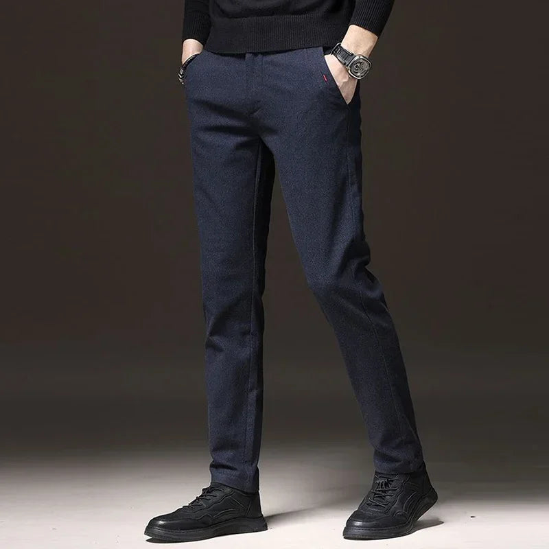 New Men Classics Business Pants Male Cotton Stretch Ankle Length Pants Slacks Skinny Straight Leg Trousers