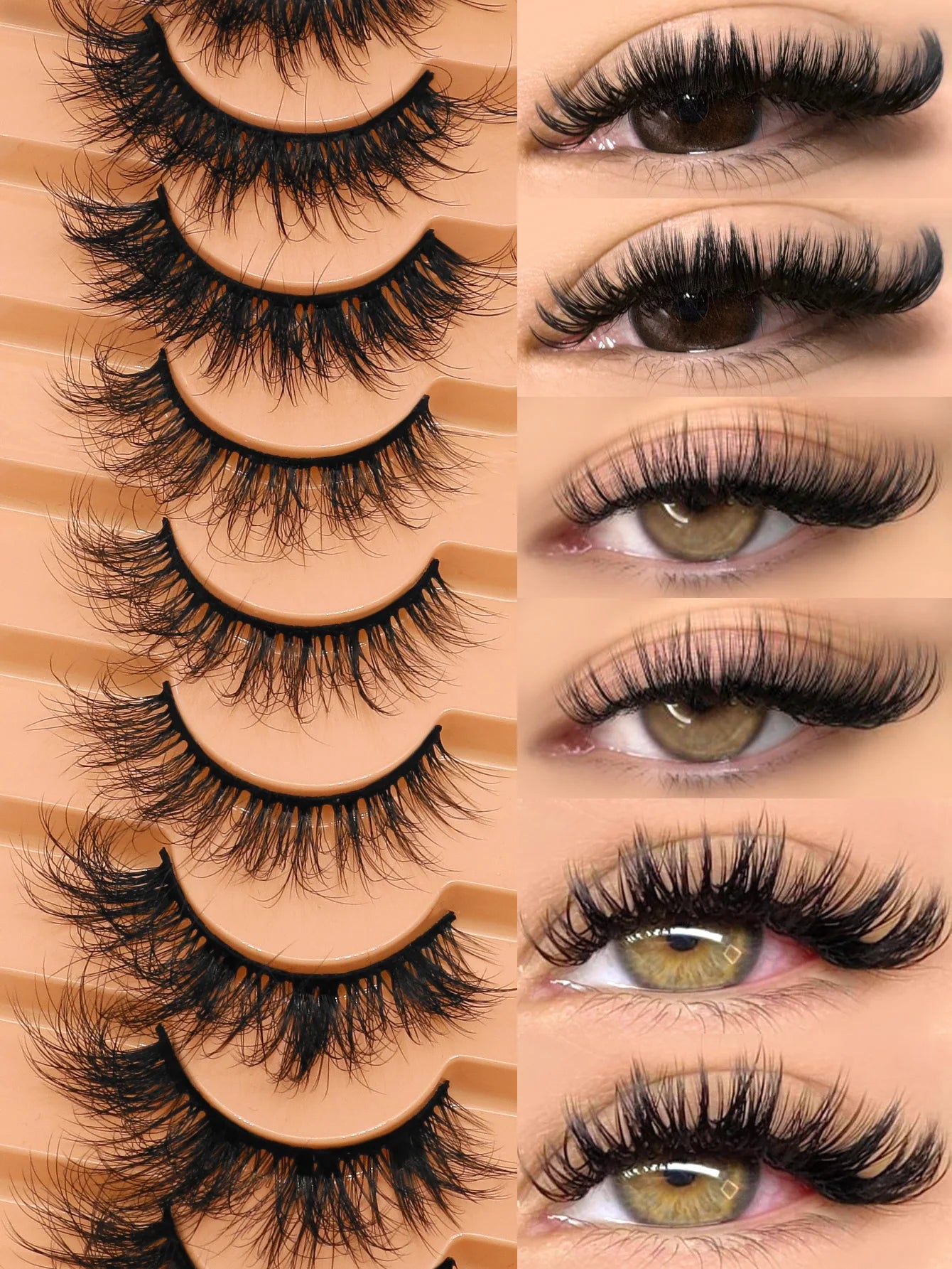 GROINNEYA Cat Eyelashes Fluffy 3D Mink Eyelashes Natural Look False Lashes for Daily Party Wedding Lightweigh Reusable Makeup