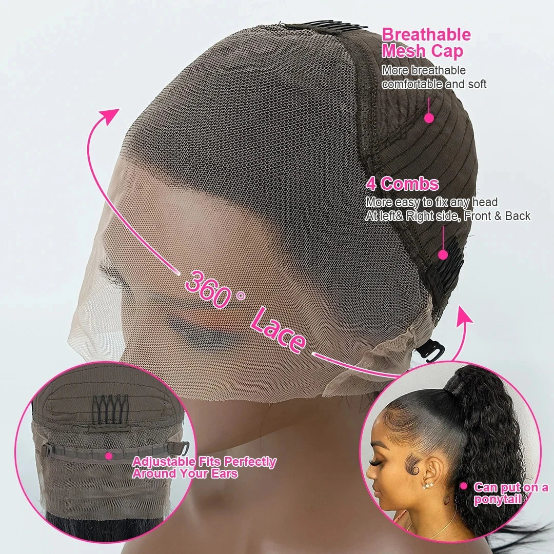 250% Density 360 HD Full Water Wave Lace Curly Human Hair Wigs 30 40 Inches Loose Deep Wave Lace Frontal Wig Brazilian For Women
