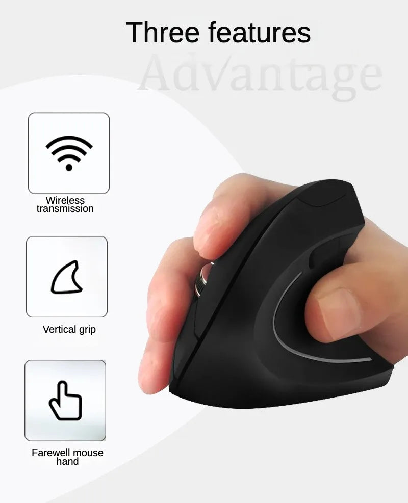 3 Levels DPI for Laptop, PC, Computer, Desktop, Notebook, Specially for Right-handers Wireless Vertical Mouse