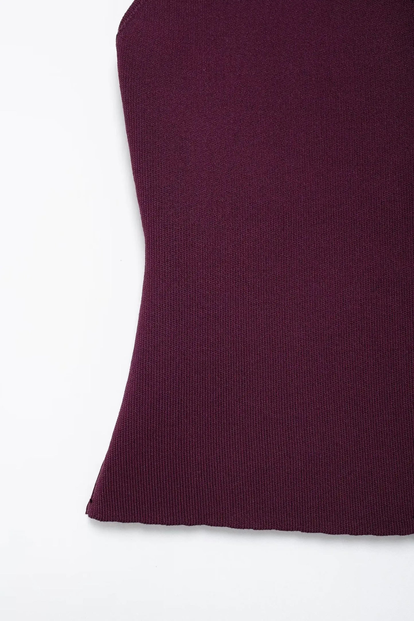 TRAFZA 2025 Women Skirt Set Wine Red Knitted V-Neck Sleeveless Slim Vest +Solid High Waist Zipper Patchwork Long Skirt Street