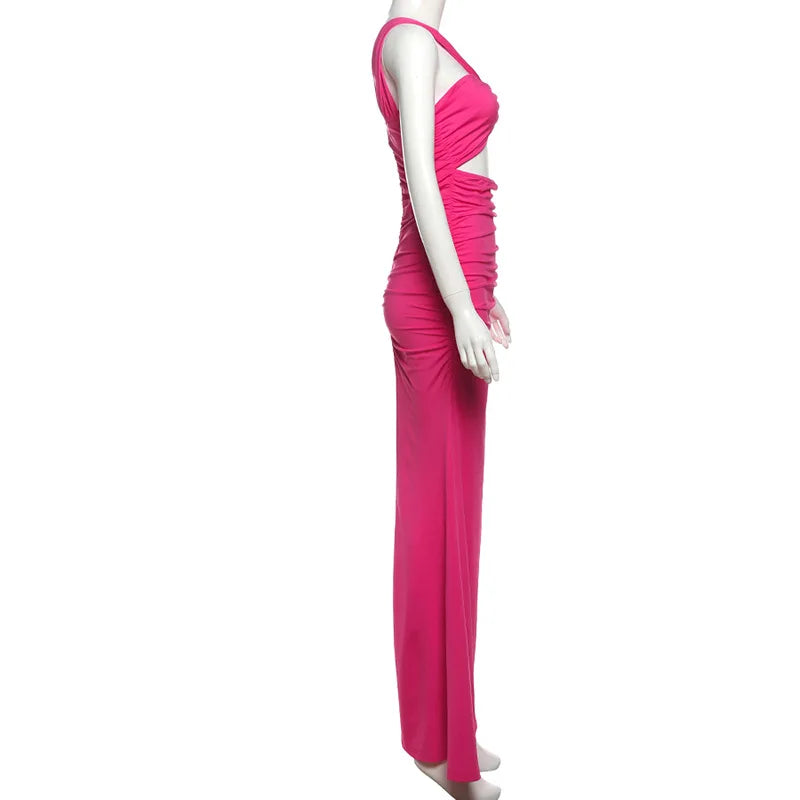Ladies Summer Elegant Evening Party Dress For Women Sleeveless Backless Hollow Out Long Dresses Woman Clothes Birthday Clubwear