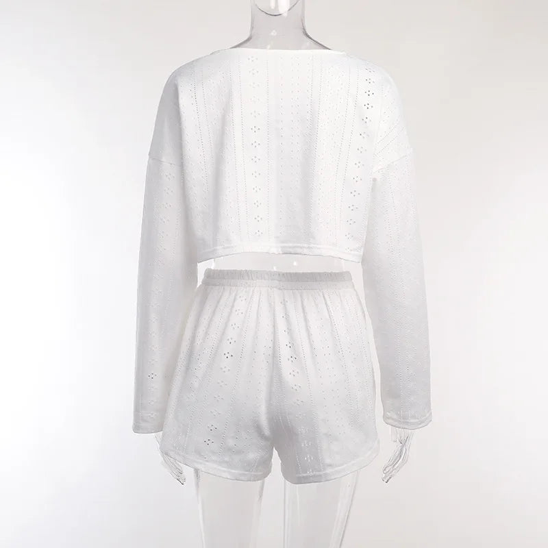 Women Fashion Slim Pajamas Set Two-Piece Suits Sleepwear Loungewear Solid Pajama Ladies Pijama Homewear Soft Leisure Nightwear