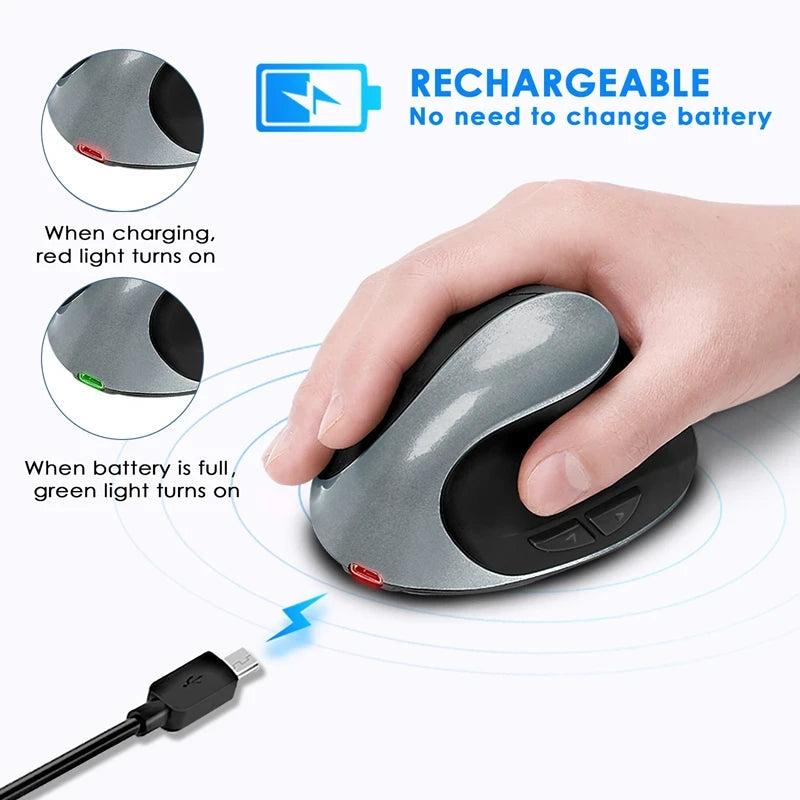 Xiaomi Vertical Grip Silent Wireless USB 2.4G Rechargeable Hand Designer Drawing Office Creative Ergonomic Mouse For Computers