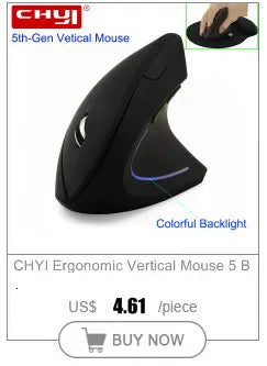 CHYI Vertical Wireless Mouse USB 2.4G Optical Gaming Mice Comfortable Ergonomic Wrist-care Charging Mause Wired Mouse For Laptop