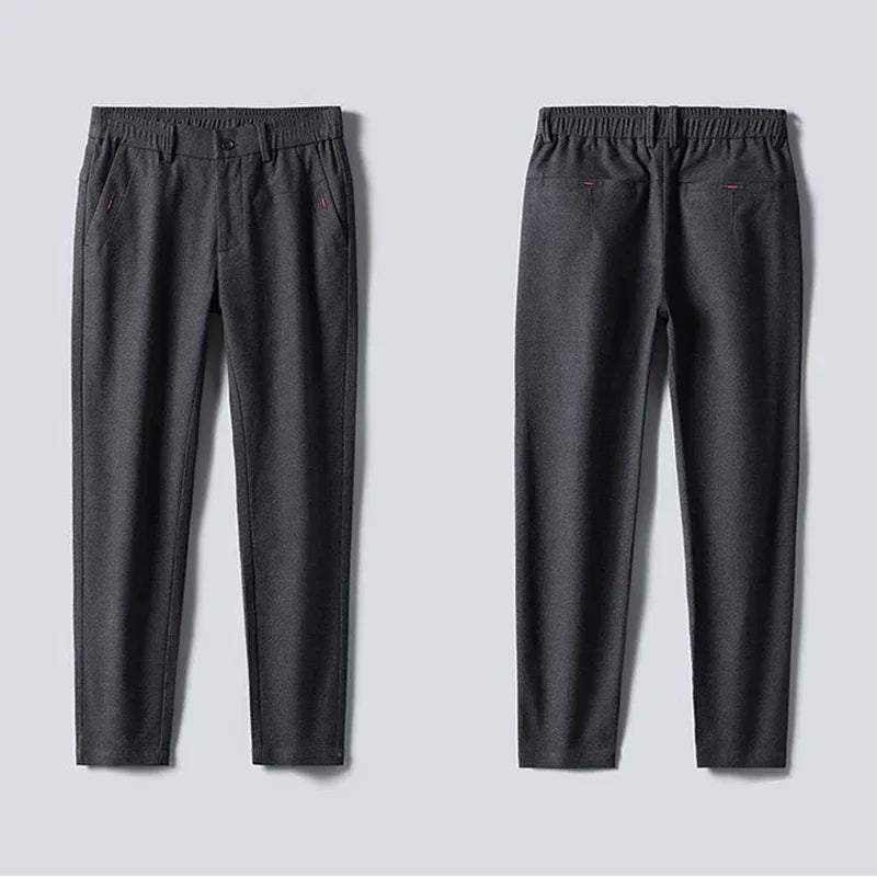 New Men Classics Business Pants Male Cotton Stretch Ankle Length Pants Slacks Skinny Straight Leg Trousers