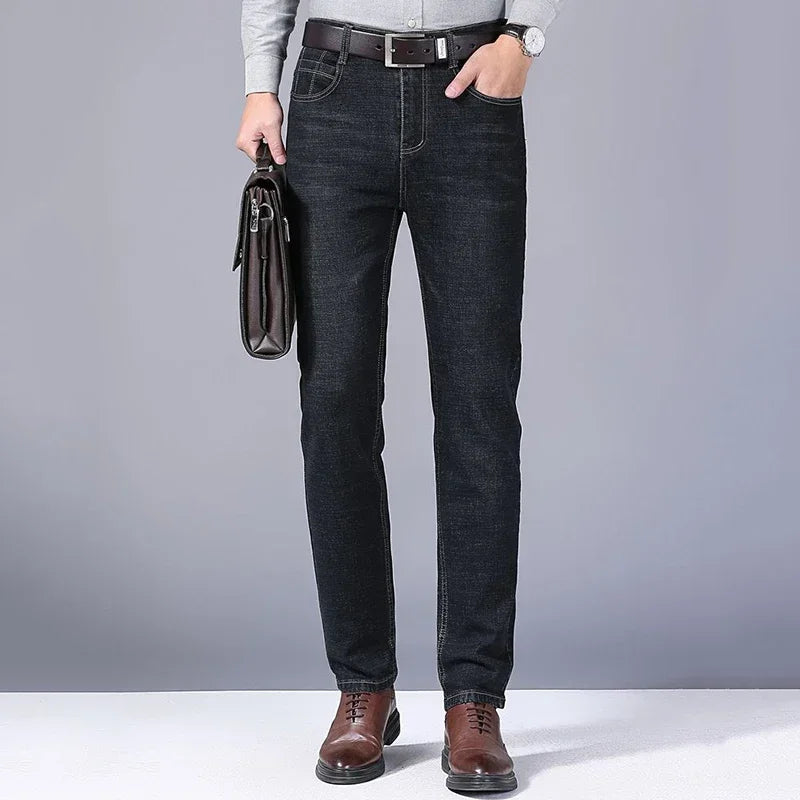 Fashion Men Jeans Stretch Straight Leg Casual Slim Fit Denim Pants Male Brand Luxury Design Business Classic Trousers Large Size