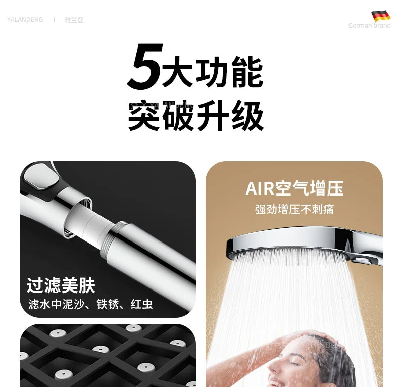 15CM Big Panel High Pressure Shower Head With Filter 3 Modes Large Flow Spray Nozzle Rainfall Shower Faucet Bathroom Accessories