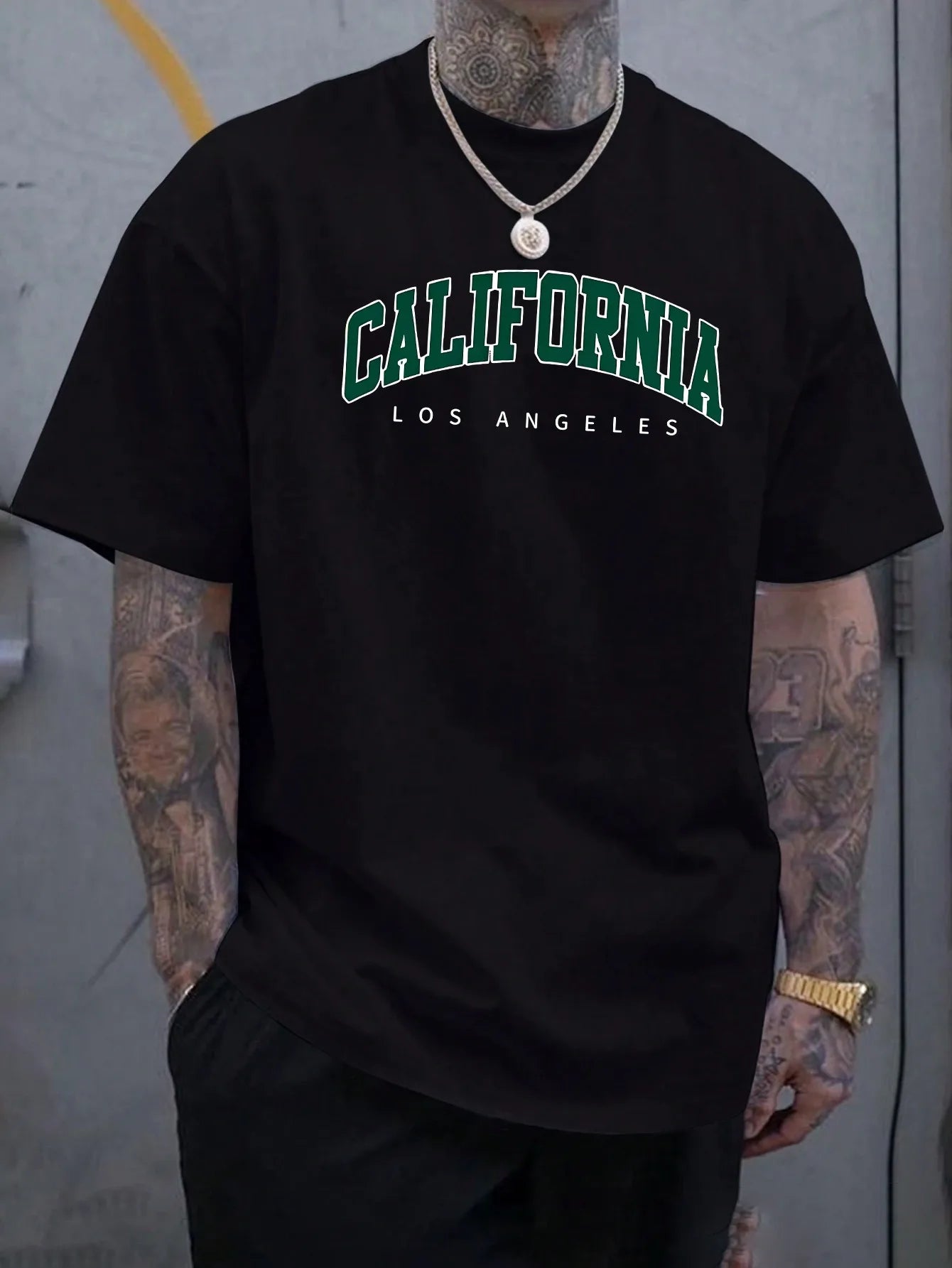 Summer Men's 100% Cotton Casual Sports Loose Large california letter Printed