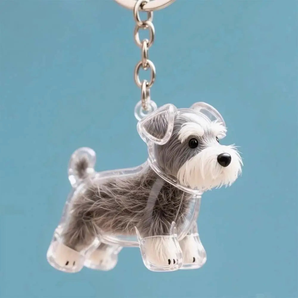 Cartoon Dog Shape Dog Hair Storage Box Transparent Hair Grooming Pet Hair Keychain DIY Handmade Keyring Puppy Pendants Backpack