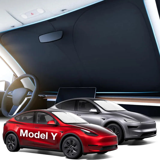 2025 For Tesla Model Y Juniper Model 3 Highland Windshield Sunshade Sun Blockage Foldable Heat Insulation Sunshade Storage Bag