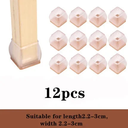 New 12Pcs Silicone Table Chair Leg Mat round square furniture Leg Caps Foot Protection Bottom Cover Pads Wood Floor Protector