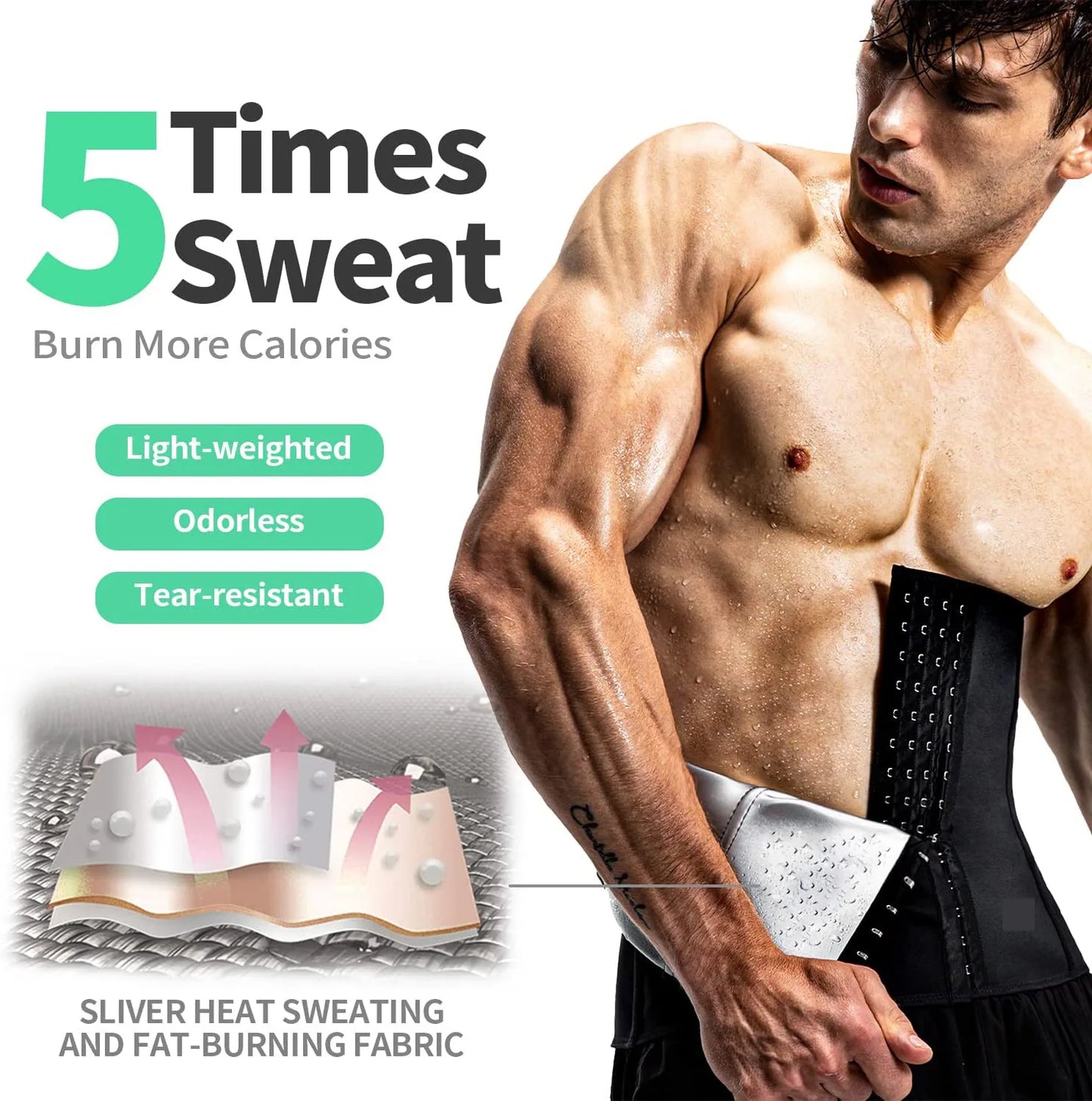 1pcs Men's Tummy Strap Silvering Sweating Breasted Sports Shaper Belt Waist Cinching And Waist Protection Fitness Waist Belt