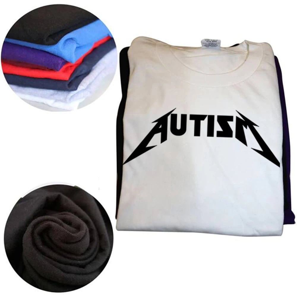 Autism Metal Rock Meme T-shirt Men Women Fashion Hip Hop Short Sleeve Oversized T-shirts Summer Sport Loose T Shirt Tops