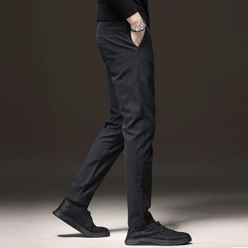 New Men Classics Business Pants Male Cotton Stretch Ankle Length Pants Slacks Skinny Straight Leg Trousers