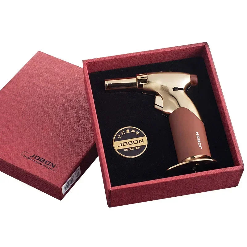 JOBON Metal Creative Double Fires Gas Torch Lighter Jet Flame Switching Open Flame Safety Lock Switch BBQ Cigar Lighters Smoking