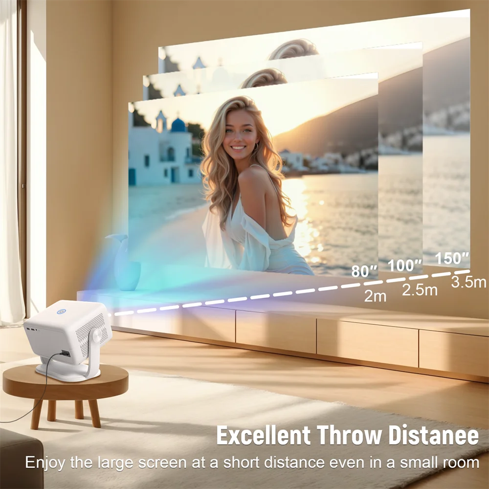 Velec Netflix Certification Projector Android 13 4K Native 1080P 650ANSI With Auto Focus Wifi6 BT5.2 360° Home Outdoor Projector