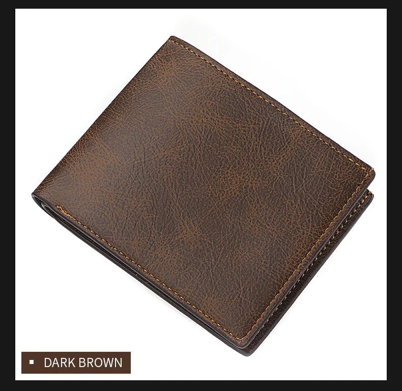 Men's Fashion Retro Business Short Wallet Multi Card Slot Horizontal Soft Pu Leather Men's Wallet