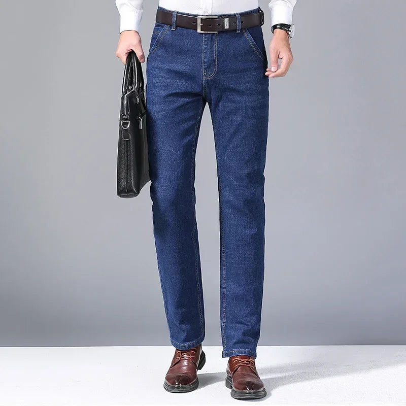 Fashion Men Jeans Stretch Straight Leg Casual Slim Fit Denim Pants Male Brand Luxury Design Business Classic Trousers Large Size