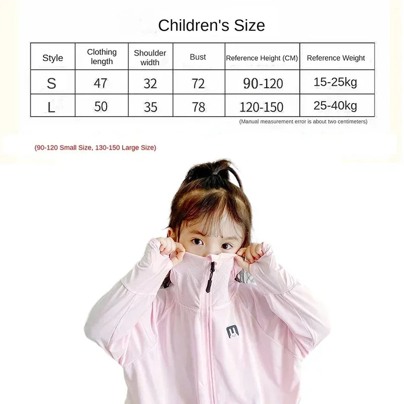 Children's Sun Protection Clothing Outdoor Ice Silk Sun Protection Jacket UV Resistant Summer Outdoor Play Sun Protection Jacket