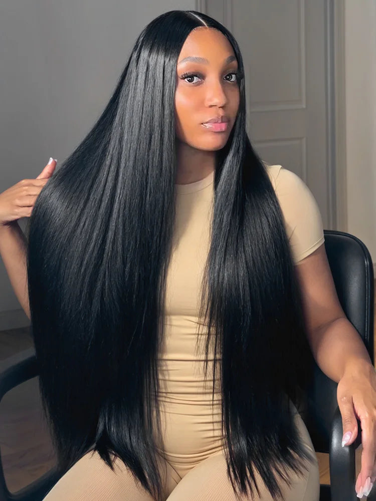 250 Density Straight 13x6 HD Black Lace Frontal Wigs 5x5 Glueless 30 40 Inch 13x4 Lace Front Human Hair Wig Bone Closure Wear Go