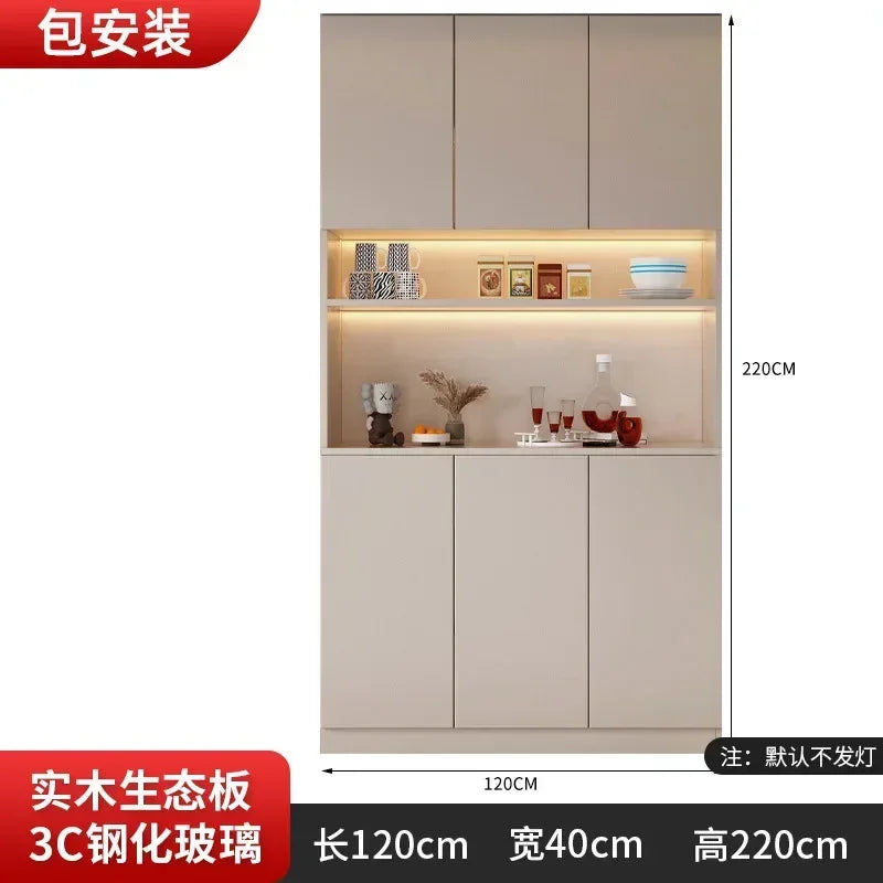 Large Modern Kitchen CabinetHutch Storage Sideboards Freestanding Kitchen Pantry with Glass Doors and Drawers Sideboard Buffet