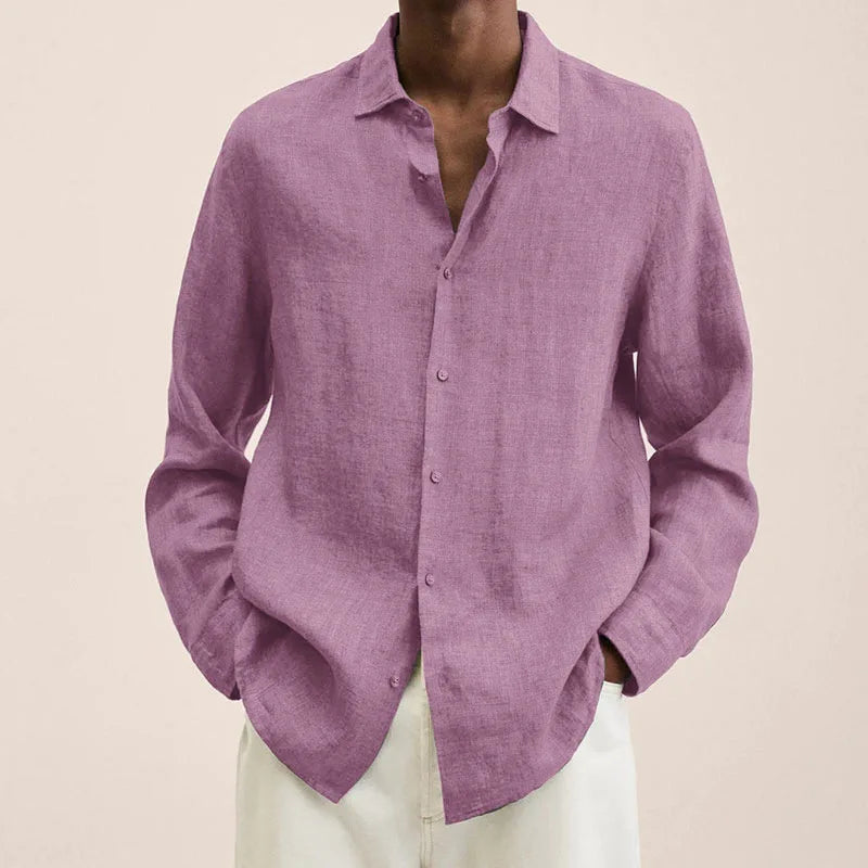 Oversized S-5XL Men Cotton Linen Blouse Tops Summer Spring Turn Down Collar Long Sleeve Office Work Blouse Shirts SZE-ST22071