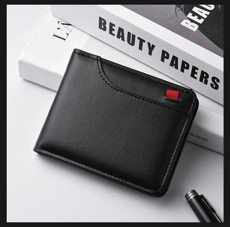 Men's Short Wallet Multi-Card Slot Card Holder PU Leather Luxury Wallet for Men