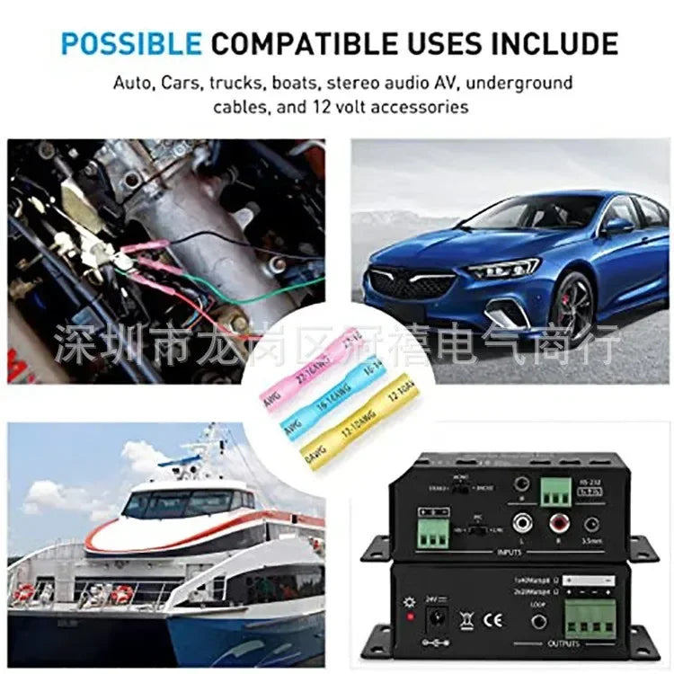 10/50/100/200PCS Heat Shrink Butt Wire Connectors AWG 24-10 0.3-6.0mm2 Waterproof Insulated Automobile Wire Cable Crimp Terminal