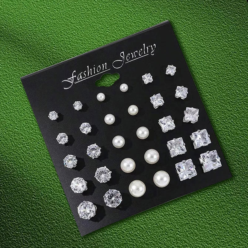 1Set   For Women Men Jewelry Accessories Gifts Fashion Luxury Rhinestone Stud Earrings Set Shiny Simple Wedding Stud Earrings